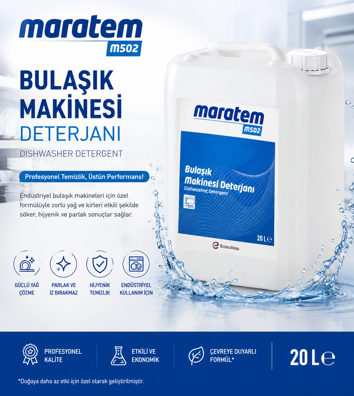 Maratem M502 Endüstriyel Bulaşık Makinesi Deterjanı VE Parlatıcı 20L