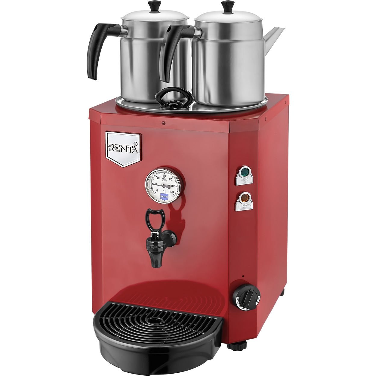 Remta DE12 Jumbo Çay Makinesi, 2 Demlikli, 13 L, Elektrikli, Kırmızı